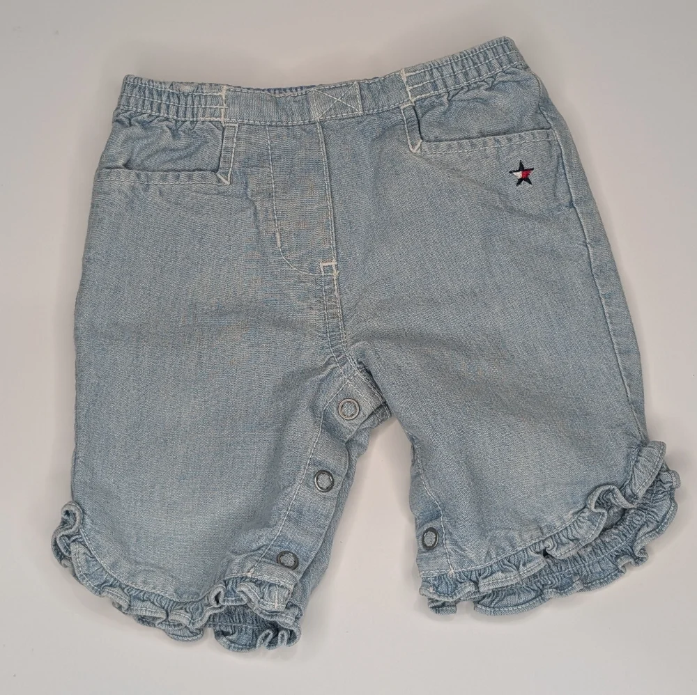Vintage Tommy Hilfiger Baby Ruffle Denim Shorts | Size 6–12 Months Y2K